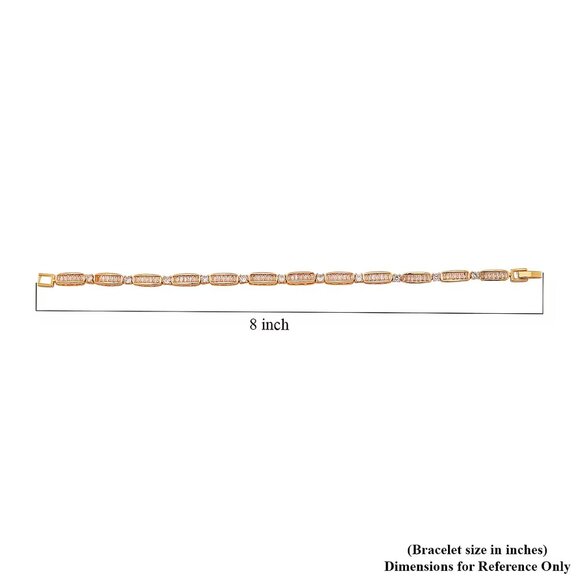 Simulated Diamond Bracelet in Goldtone (7.75 In) - Picture 5 of 5